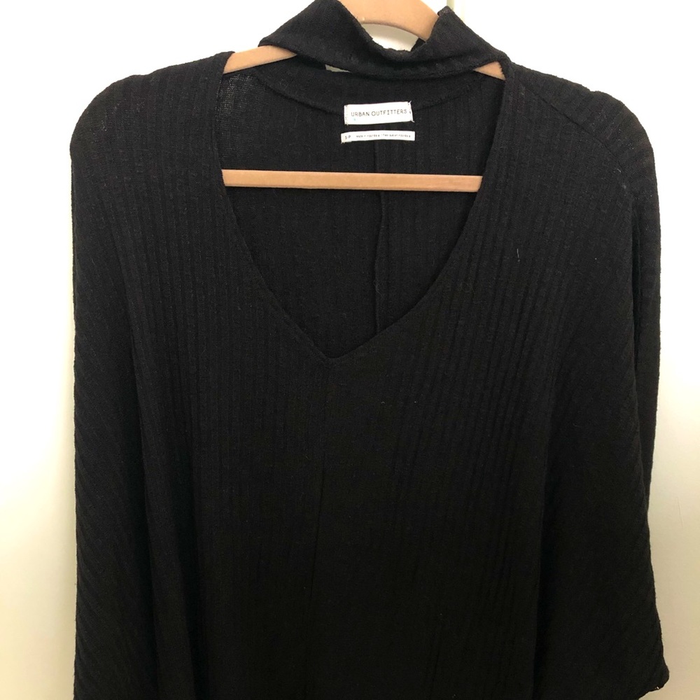 Black Urban Outfitters V-neck sweater with collar